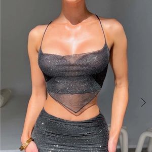 Black sparkle crop top